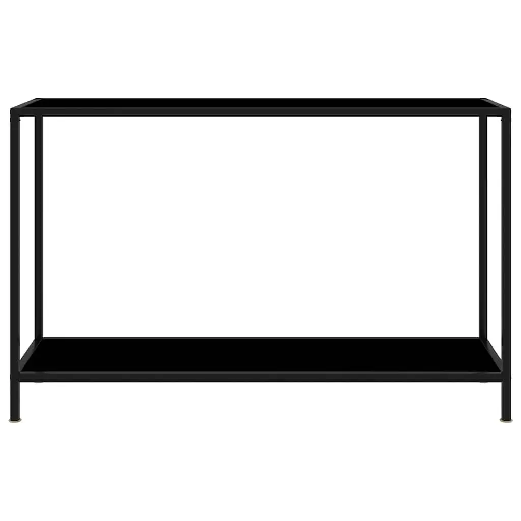 Black Console Table with Glass Top and Steel Frame