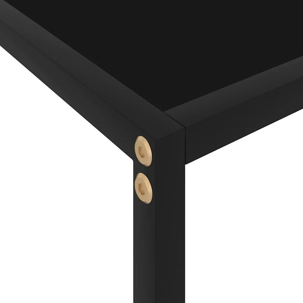 Black Console Table with Glass Top and Steel Frame