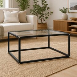 Stylish Black Coffee Table with Durable Glass Top