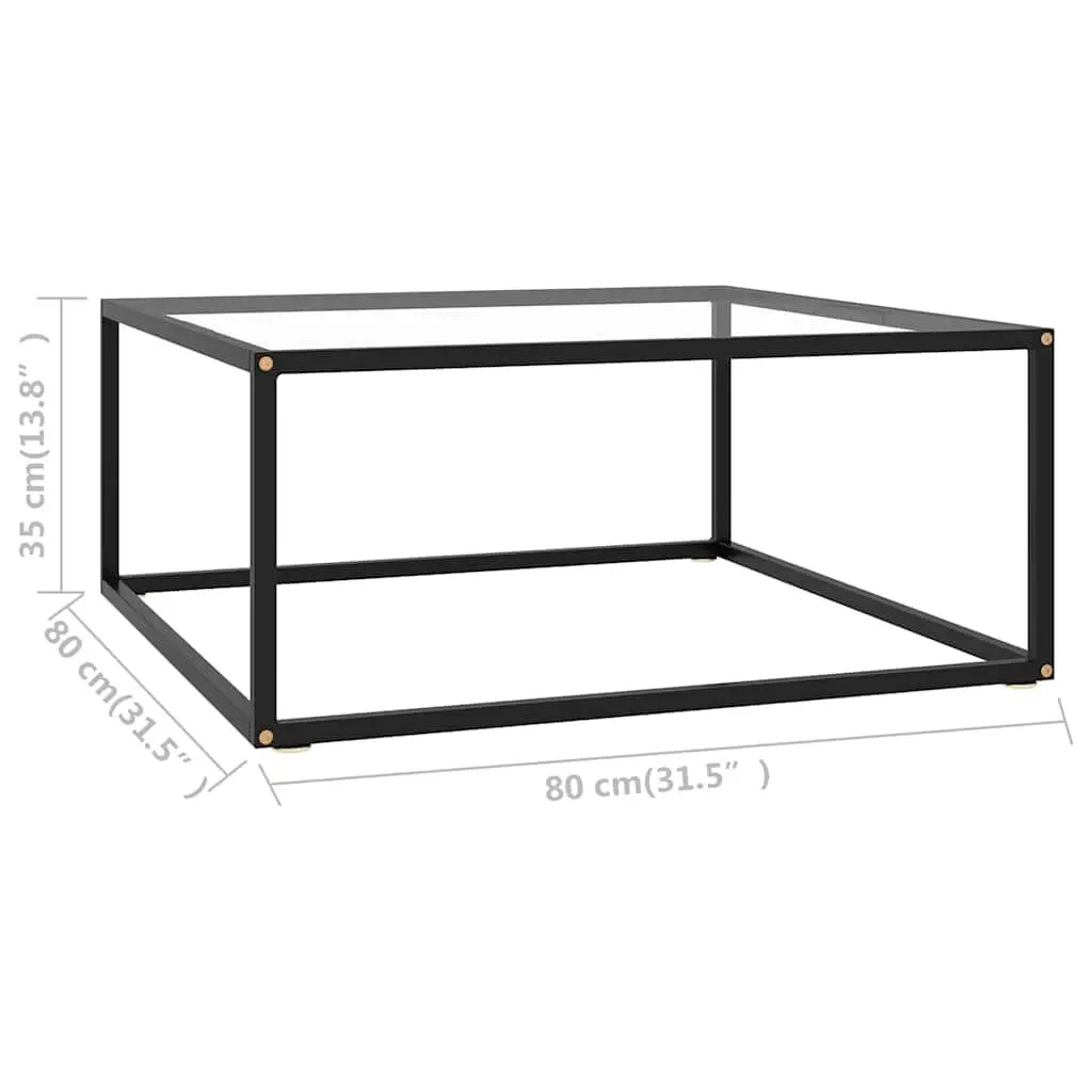 Black Coffee Table with Durable Glass Top