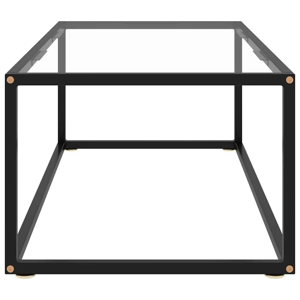 Black Coffee Table with Tempered Glass Top