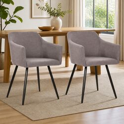 Set of 2 Taupe Dining Chairs with Ergonomic Design