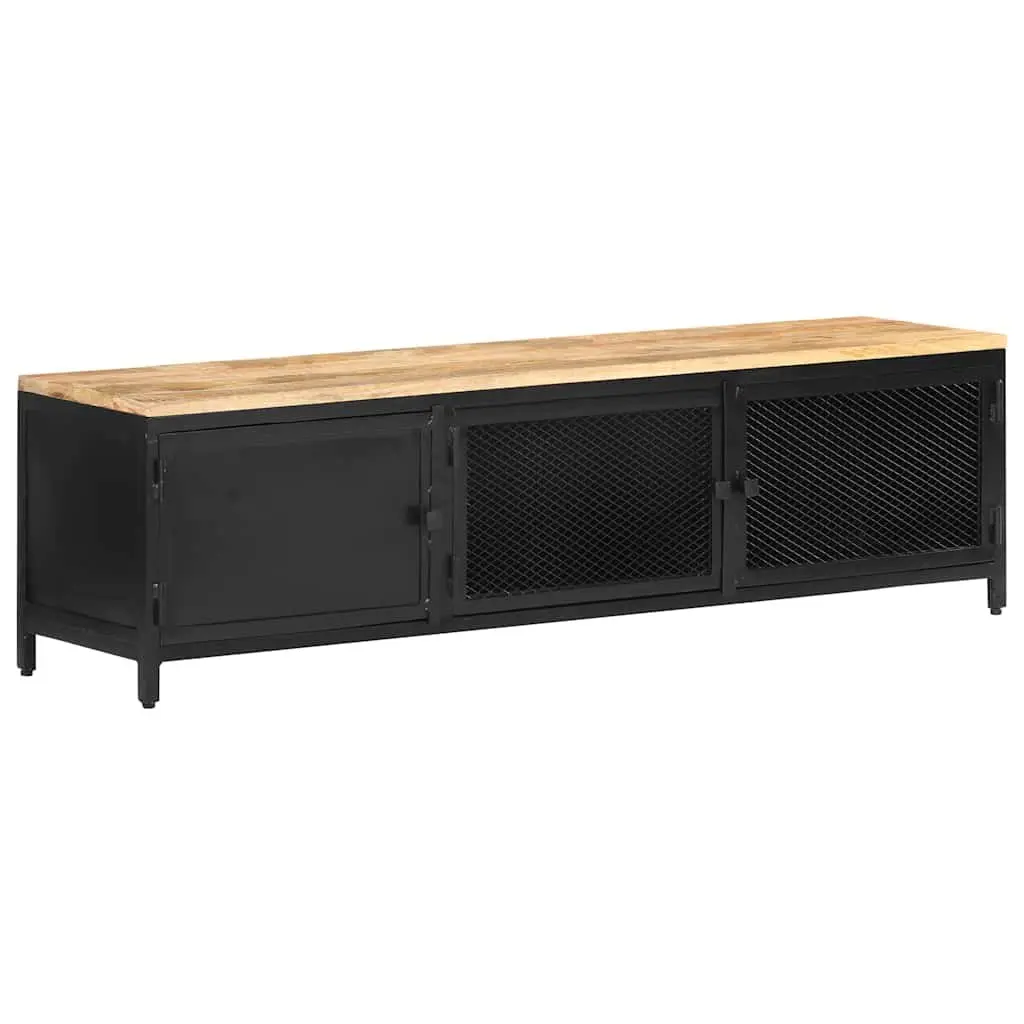 Industrial TV Cabinet with Solid Mango Wood