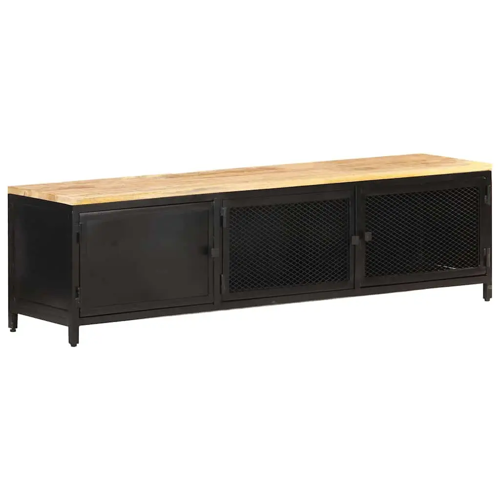Industrial TV Cabinet with Solid Mango Wood