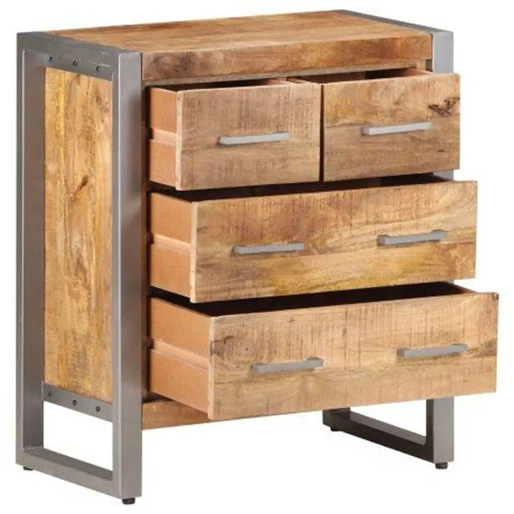 Brown Mango Wood Sideboard with Four Drawers