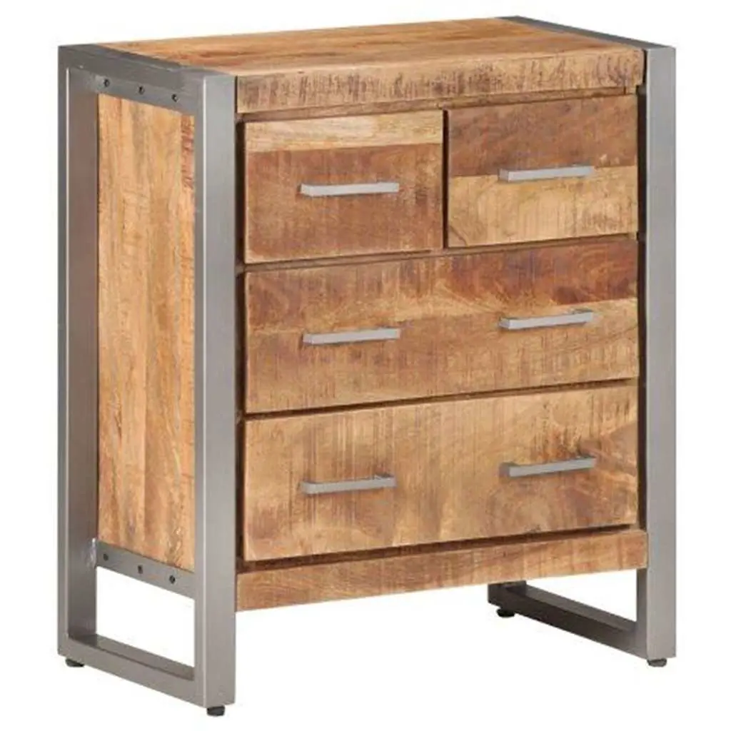 Brown Mango Wood Sideboard with Four Drawers