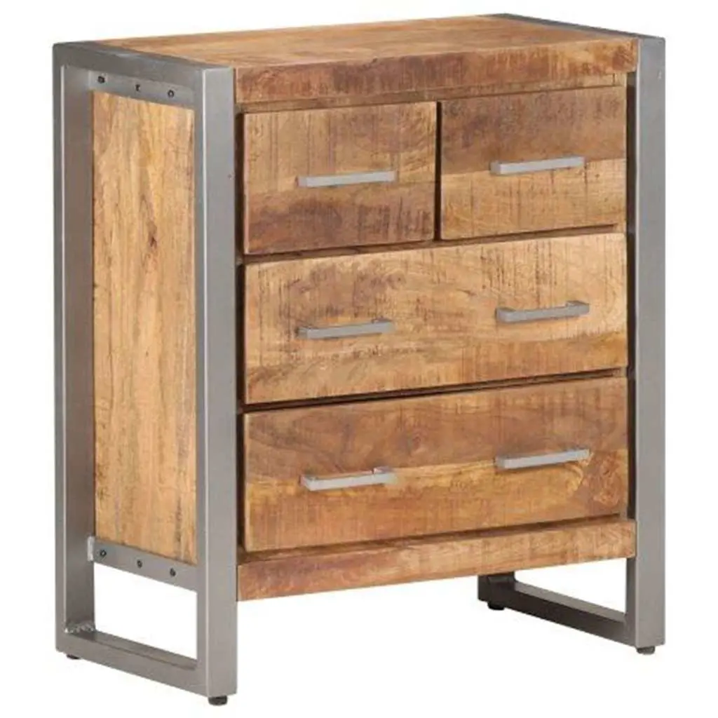Brown Mango Wood Sideboard with Four Drawers