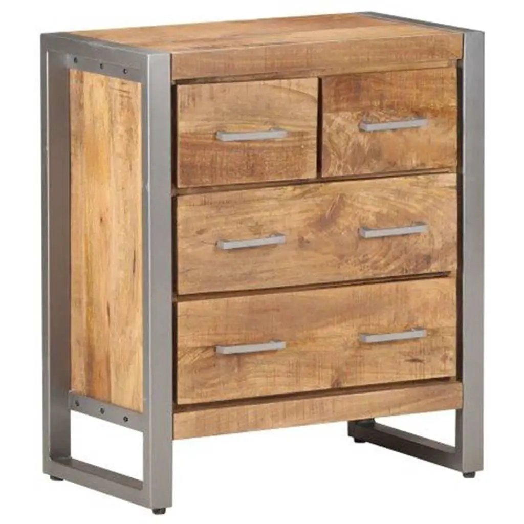 Brown Mango Wood Sideboard with Four Drawers