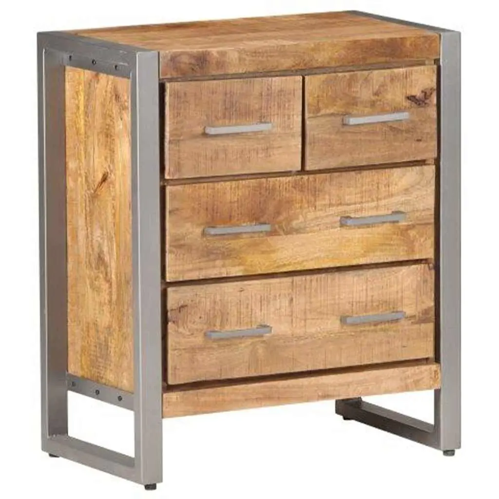 Brown Mango Wood Sideboard with Four Drawers