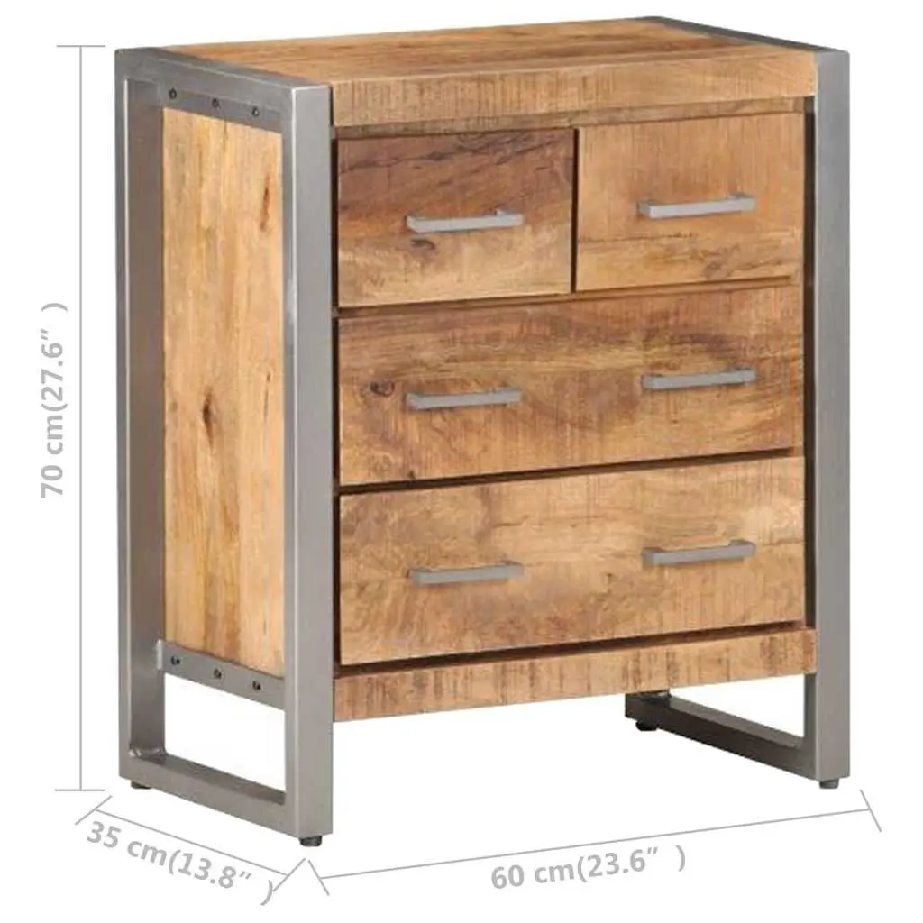 Brown Mango Wood Sideboard with Four Drawers