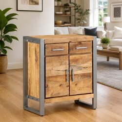Brown Rough Mango Wood Sideboard Cabinet for Living Room