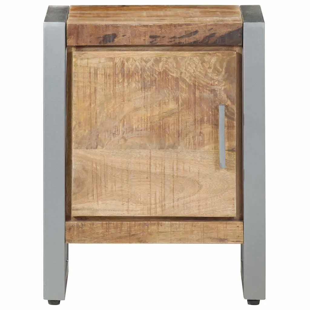 Rough Mango Wood Bedside Cabinet with Door 40x30x50 cm