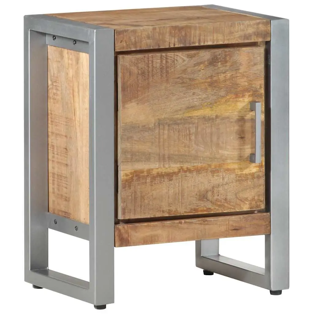 Rough Mango Wood Bedside Cabinet with Door 40x30x50 cm
