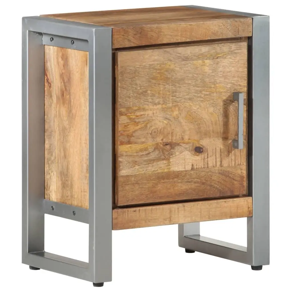Rough Mango Wood Bedside Cabinet with Door 40x30x50 cm