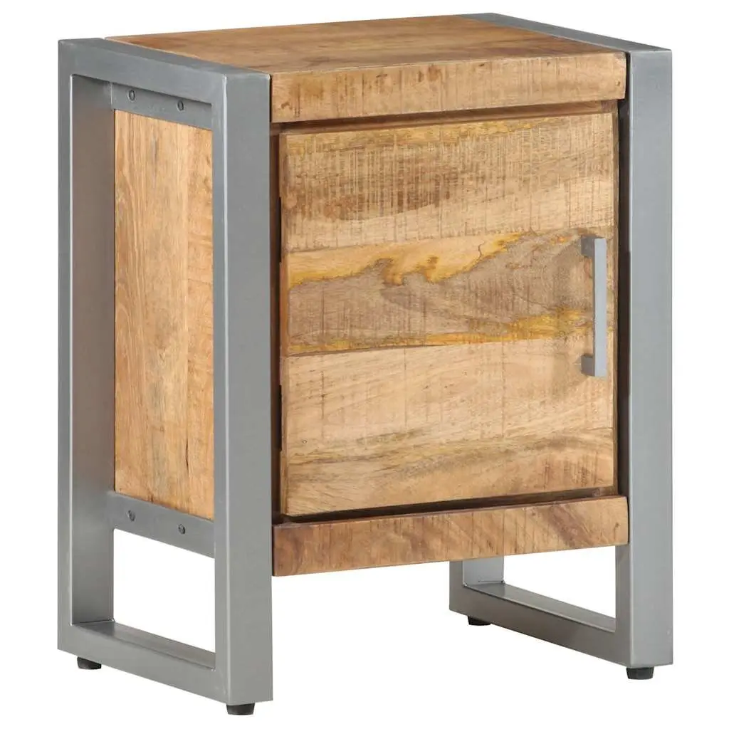 Rough Mango Wood Bedside Cabinet with Door 40x30x50 cm
