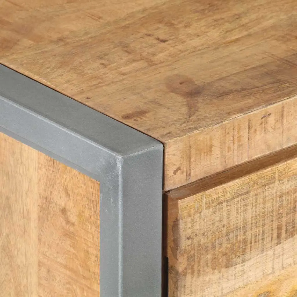 Rough Mango Wood Bedside Cabinet with Door 40x30x50 cm