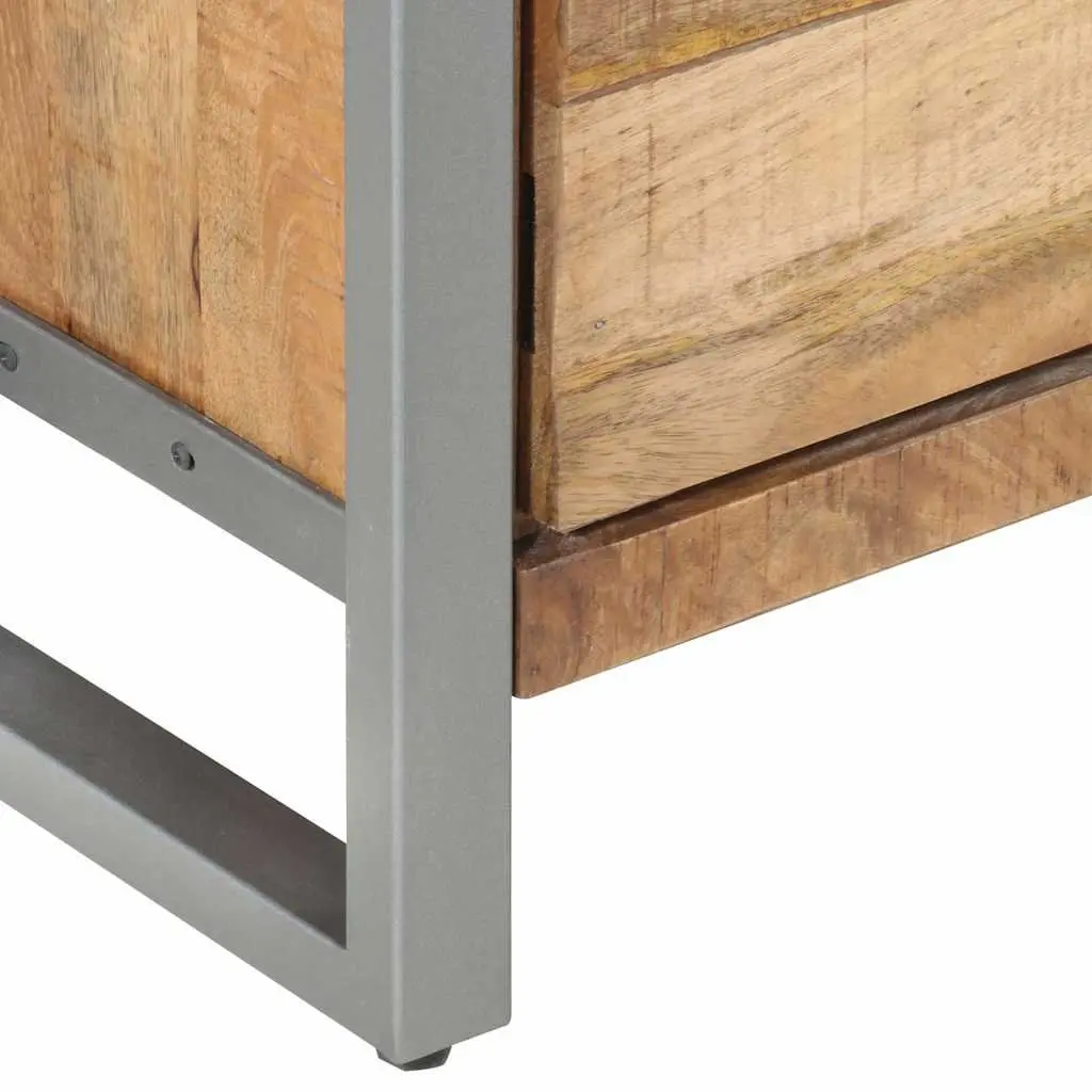 Rough Mango Wood Bedside Cabinet with Door 40x30x50 cm