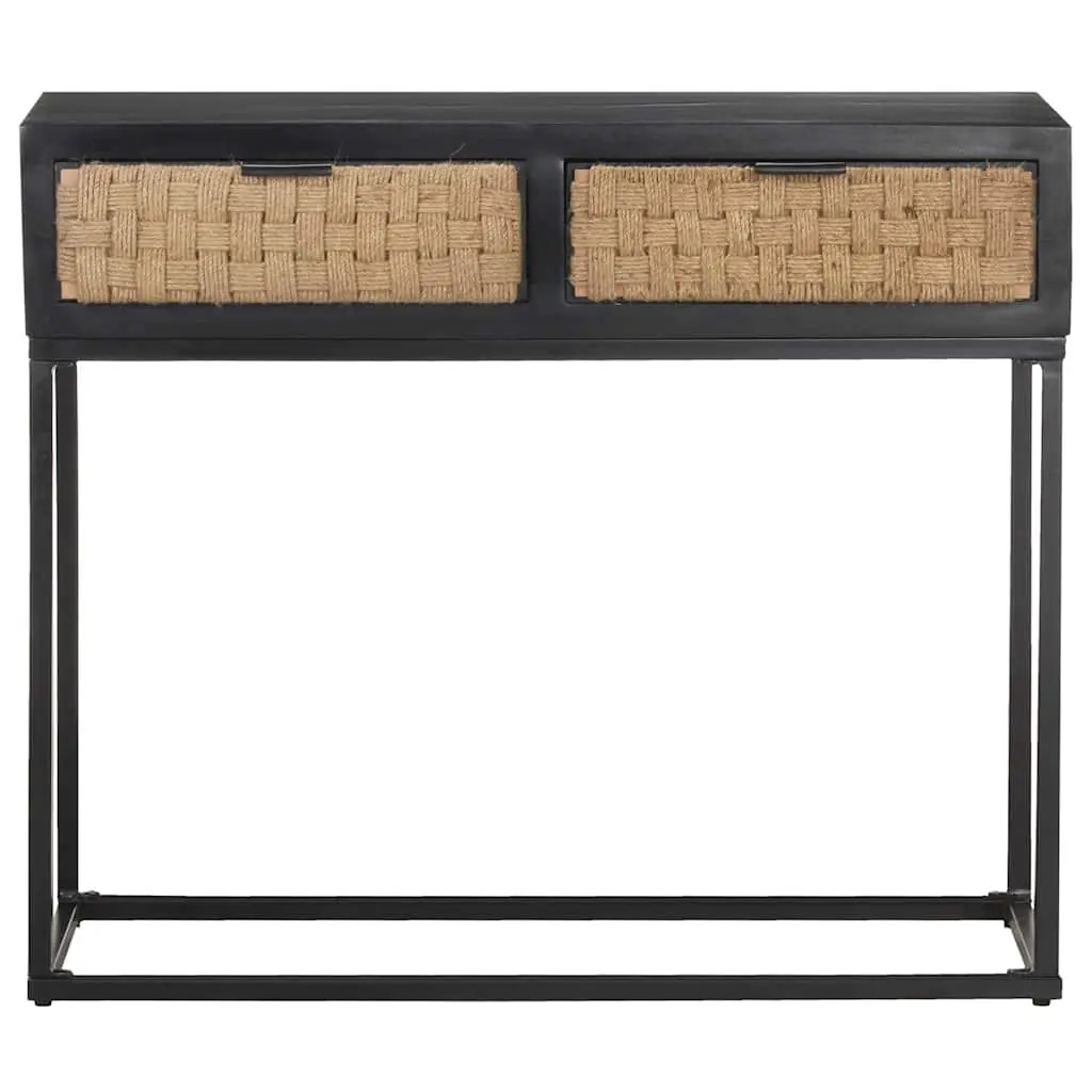 Solid Mango Wood Console Table with Iron Base 90x35x76 cm
