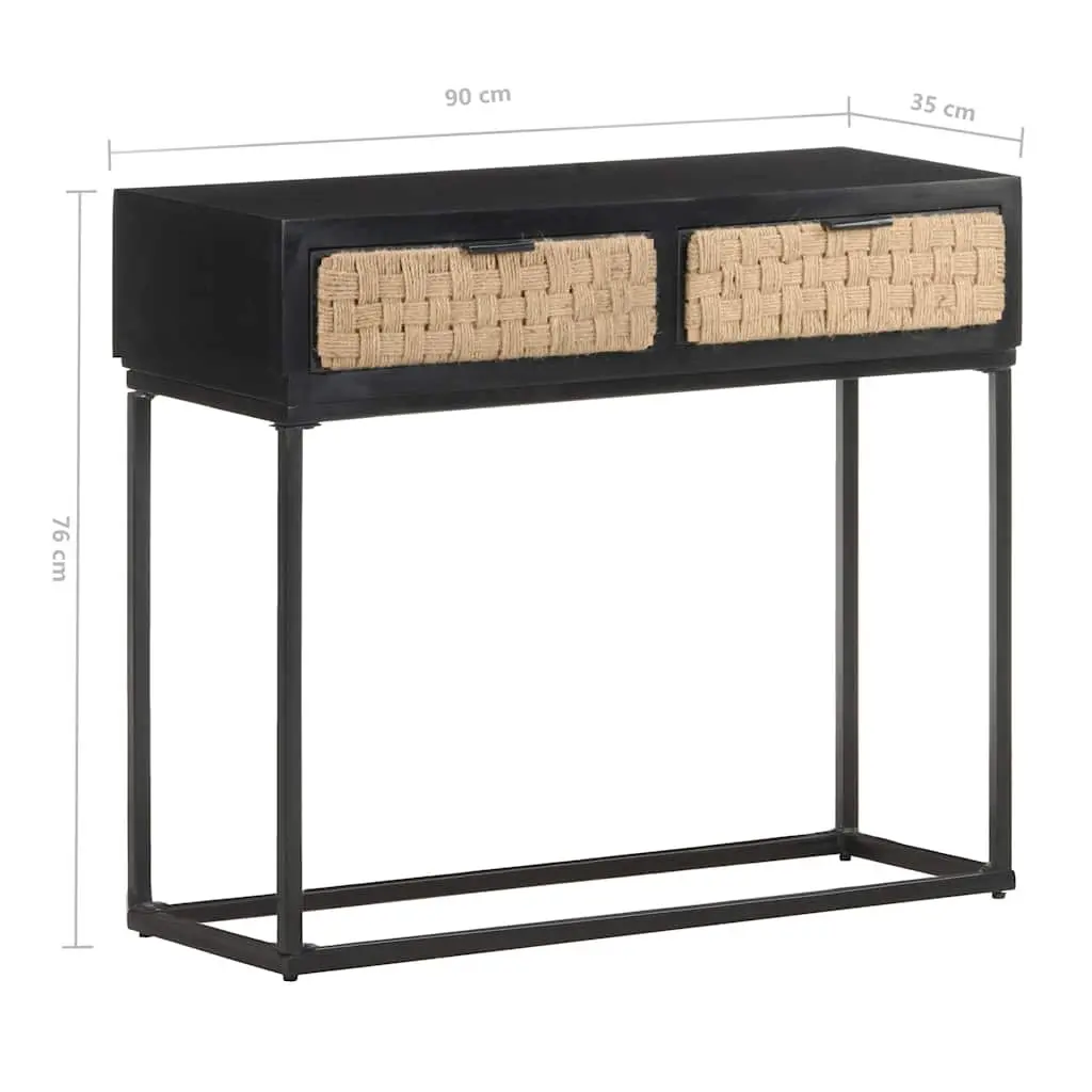 Solid Mango Wood Console Table with Iron Base 90x35x76 cm