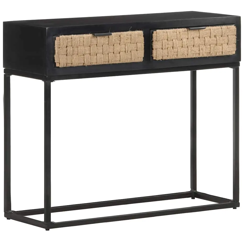 Solid Mango Wood Console Table with Iron Base 90x35x76 cm