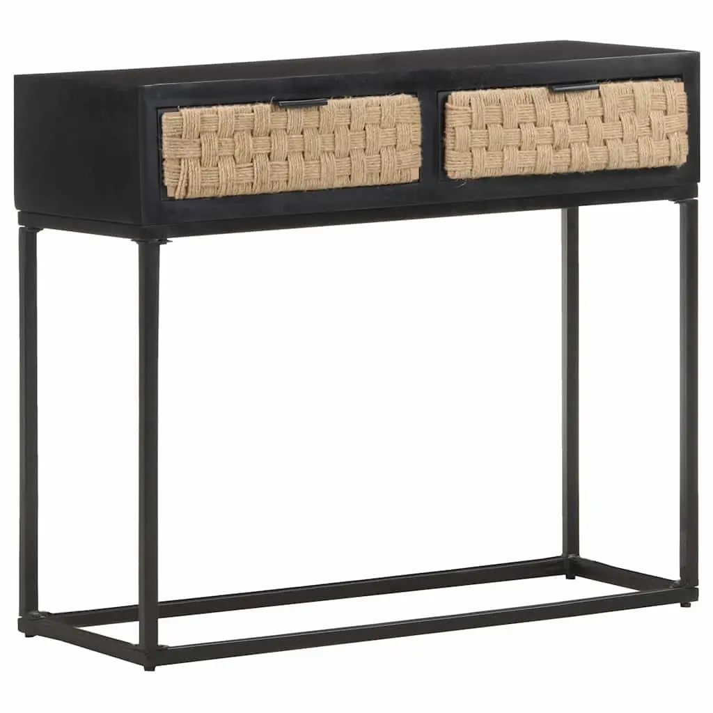 Solid Mango Wood Console Table with Iron Base 90x35x76 cm