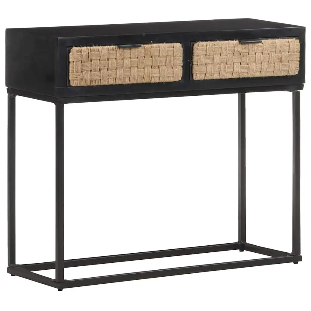 Solid Mango Wood Console Table with Iron Base 90x35x76 cm