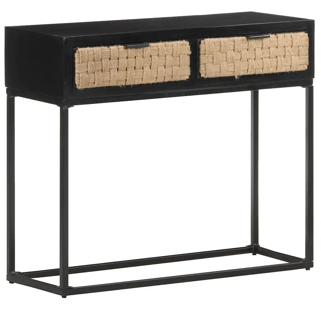 Solid Mango Wood Console Table with Iron Base 90x35x76 cm