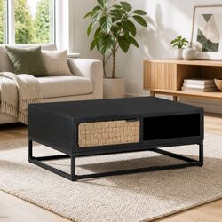 Industrial Design Coffee Table with Storage Compartment