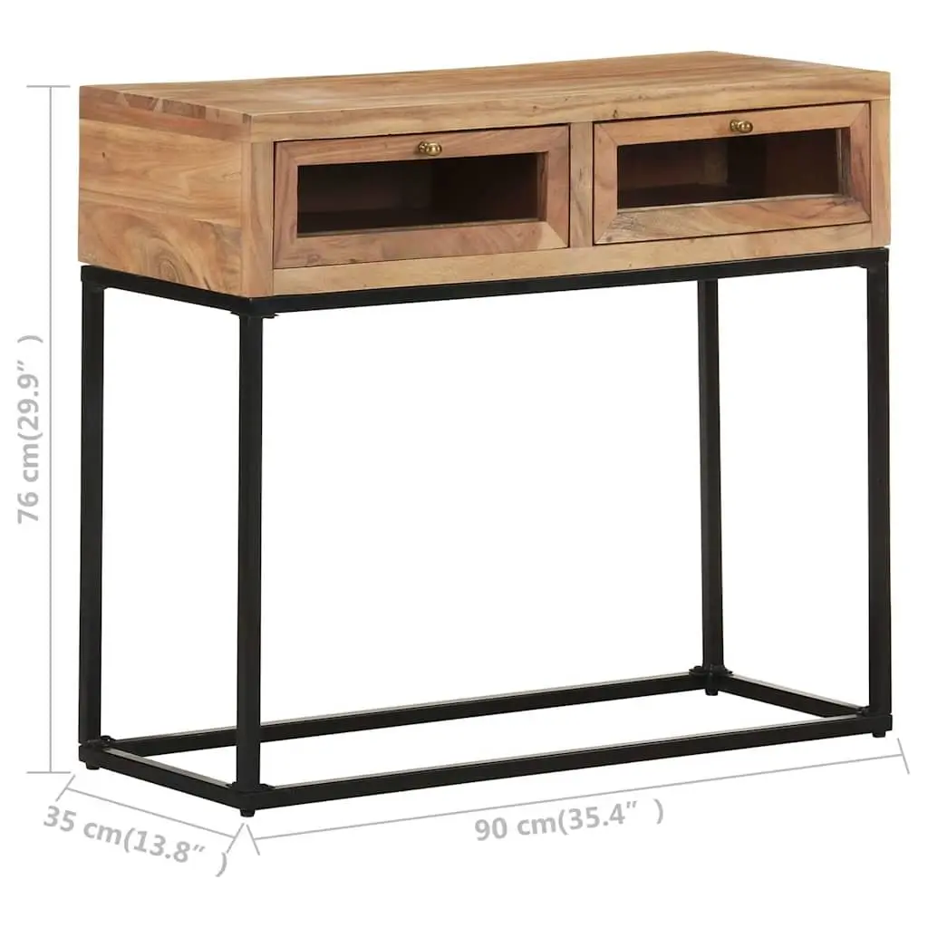 Solid Acacia Wood Console Table with Drawers 90x35x76 cm
