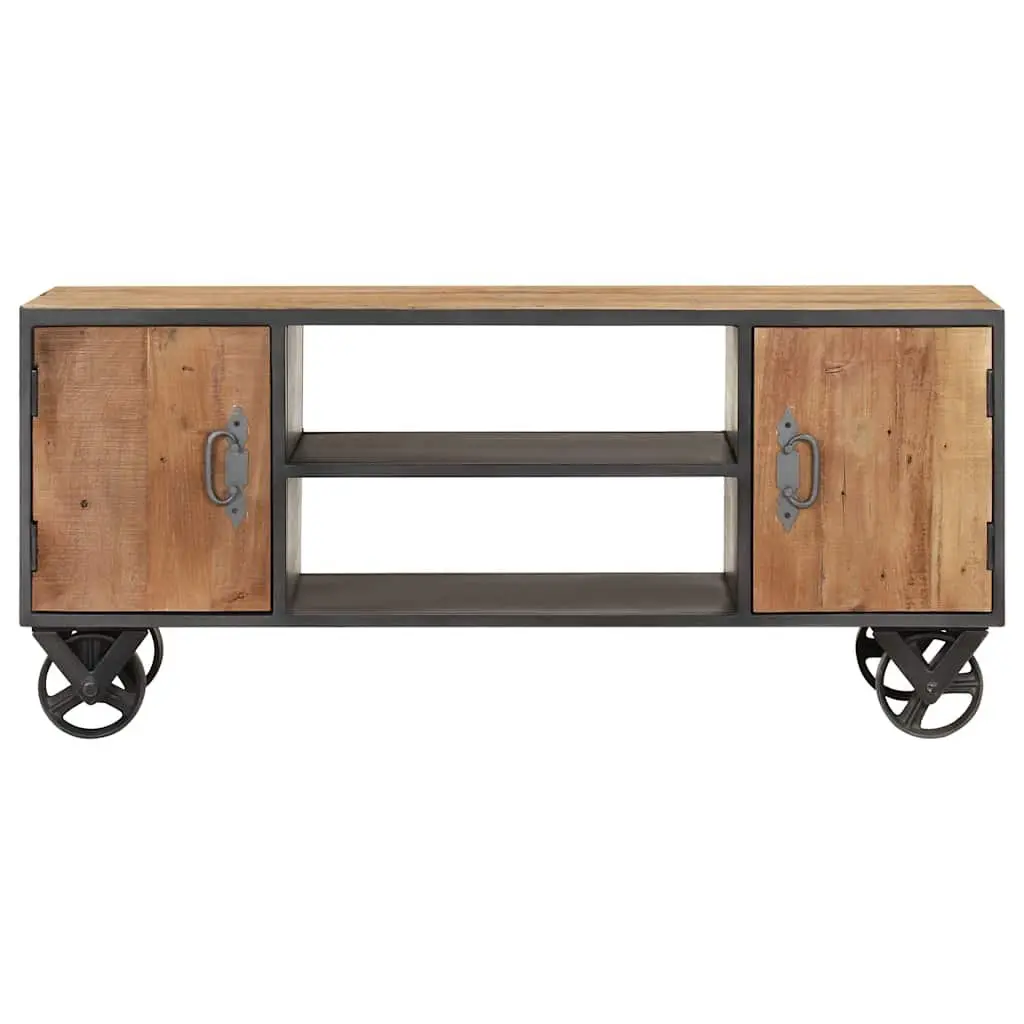 Solid Reclaimed Wood TV Cabinet 110x30x49cm with Steel Frame