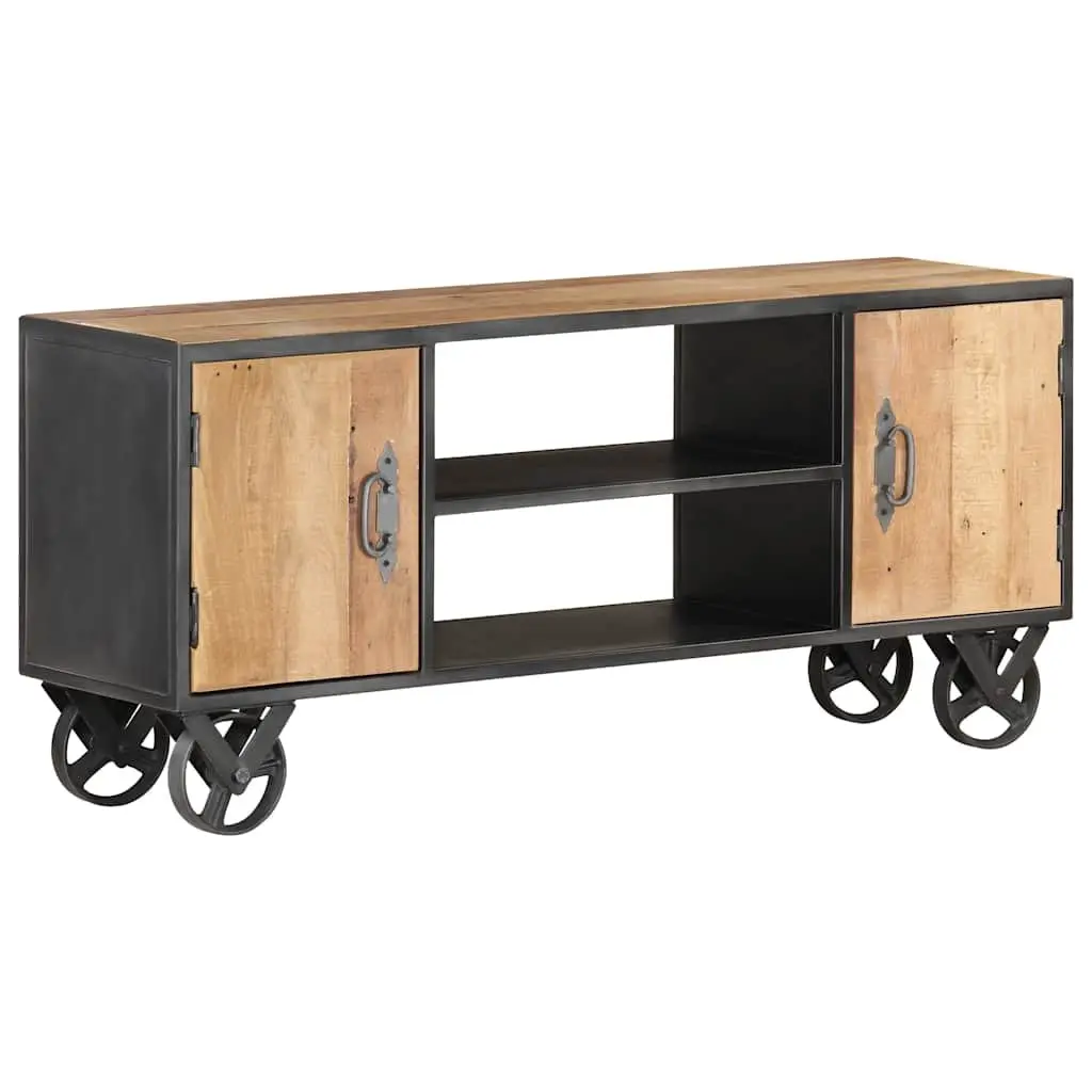 Solid Reclaimed Wood TV Cabinet 110x30x49cm with Steel Frame