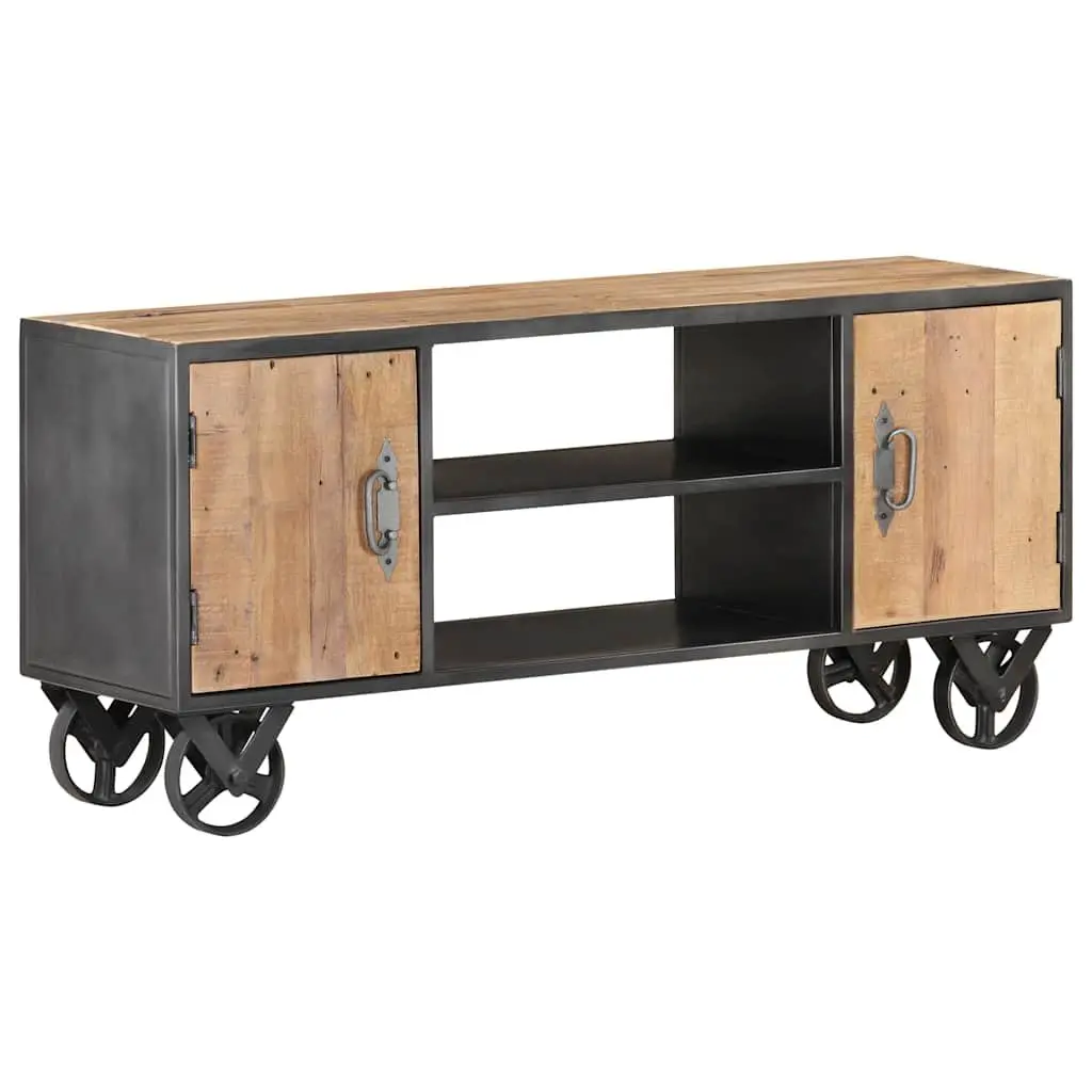 Solid Reclaimed Wood TV Cabinet 110x30x49cm with Steel Frame