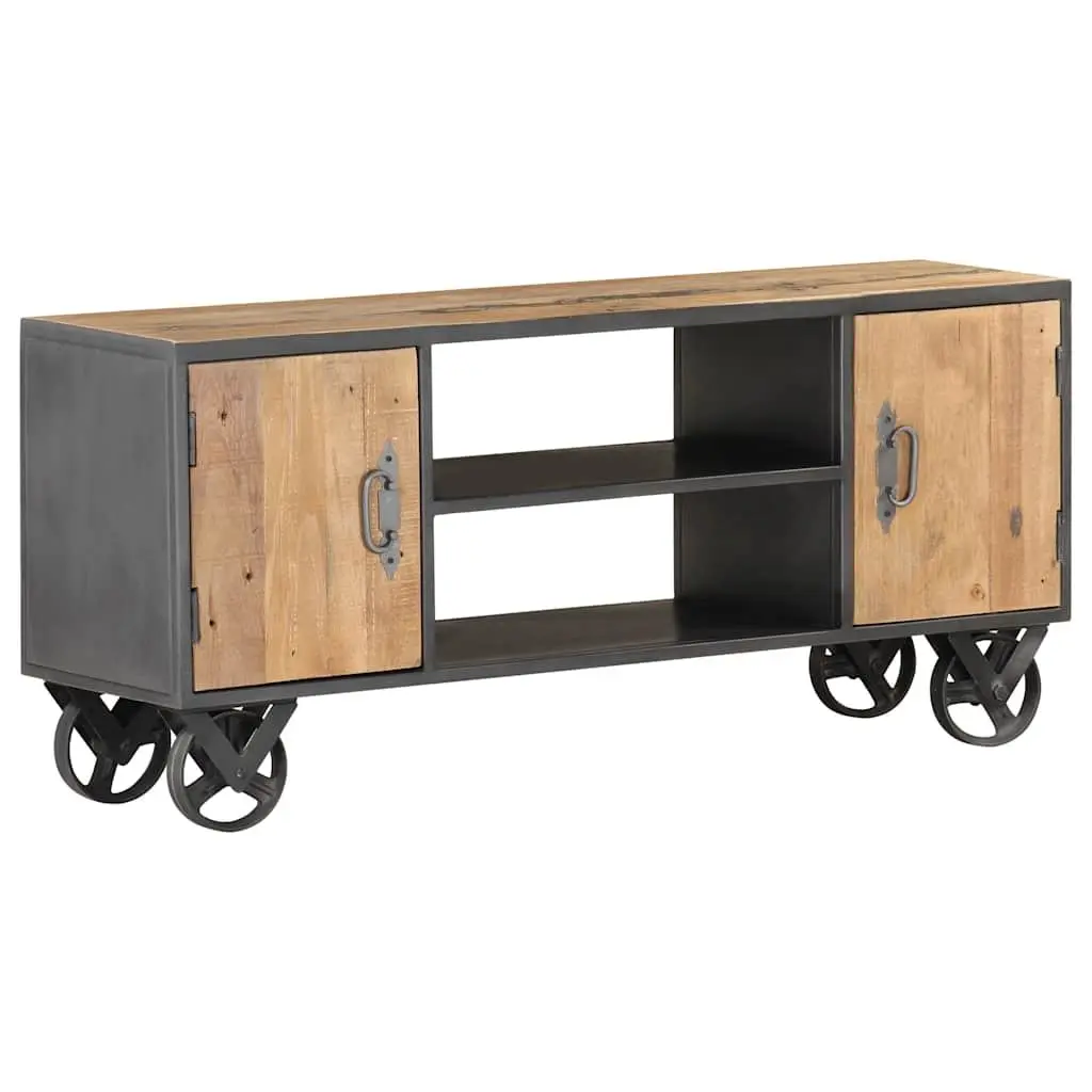 Solid Reclaimed Wood TV Cabinet 110x30x49cm with Steel Frame