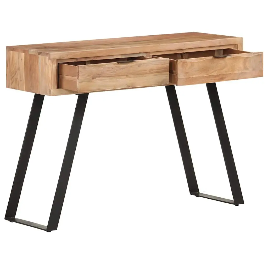 Solid Acacia Wood Console Table with Steel Frame