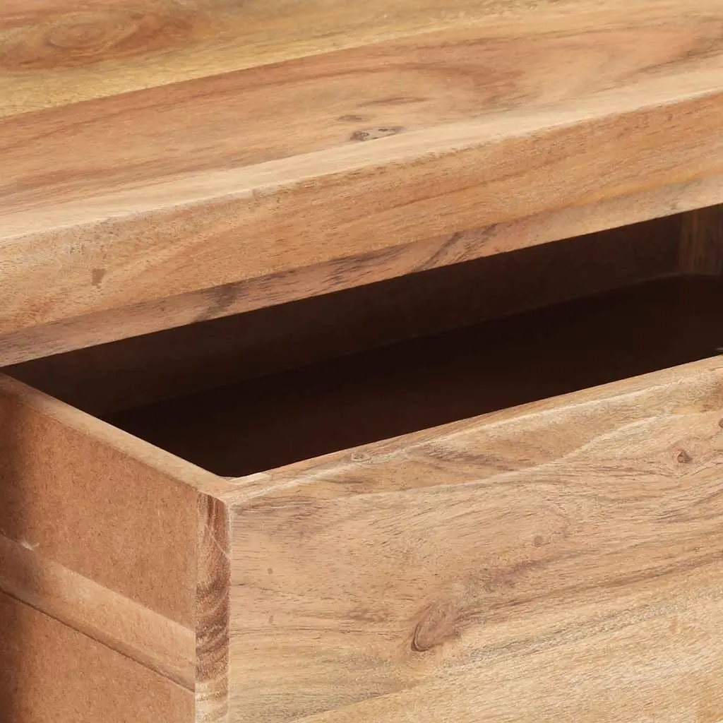 Solid Acacia Wood Console Table with Steel Frame