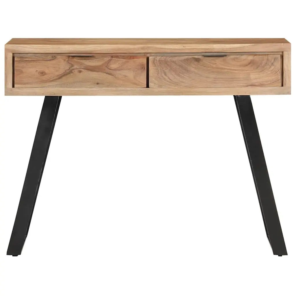 Solid Acacia Wood Console Table with Steel Frame