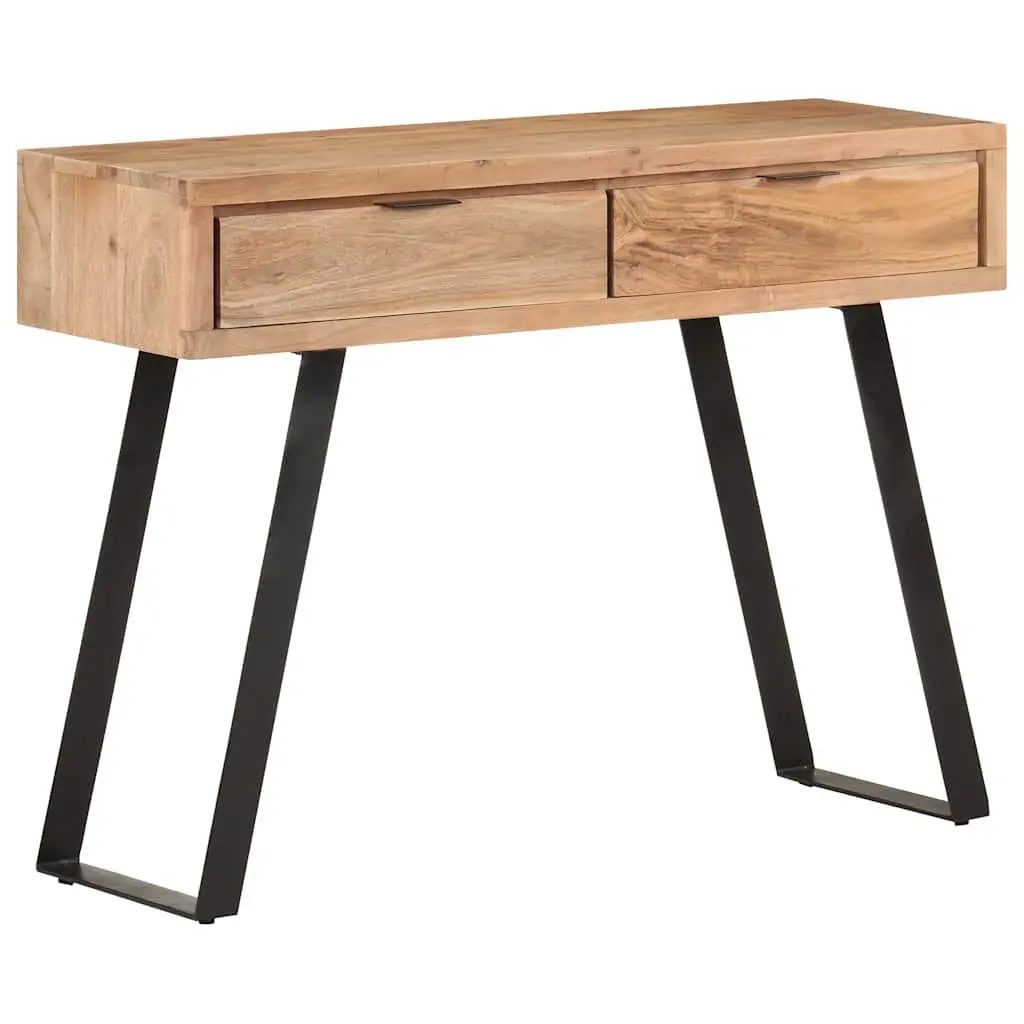 Solid Acacia Wood Console Table with Steel Frame