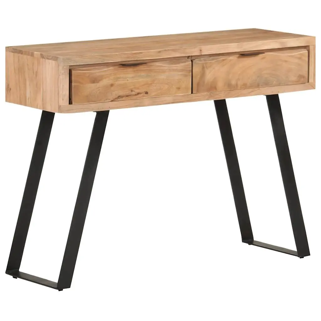 Solid Acacia Wood Console Table with Steel Frame