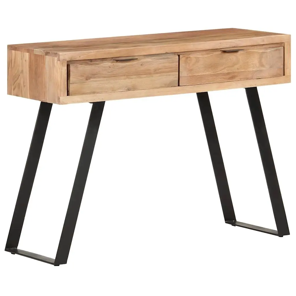 Solid Acacia Wood Console Table with Steel Frame