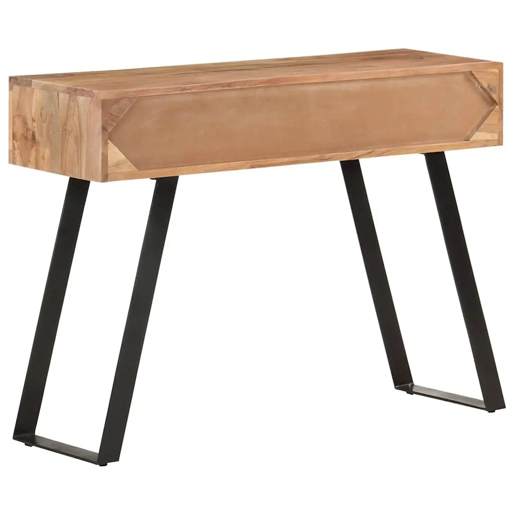 Solid Acacia Wood Console Table with Steel Frame