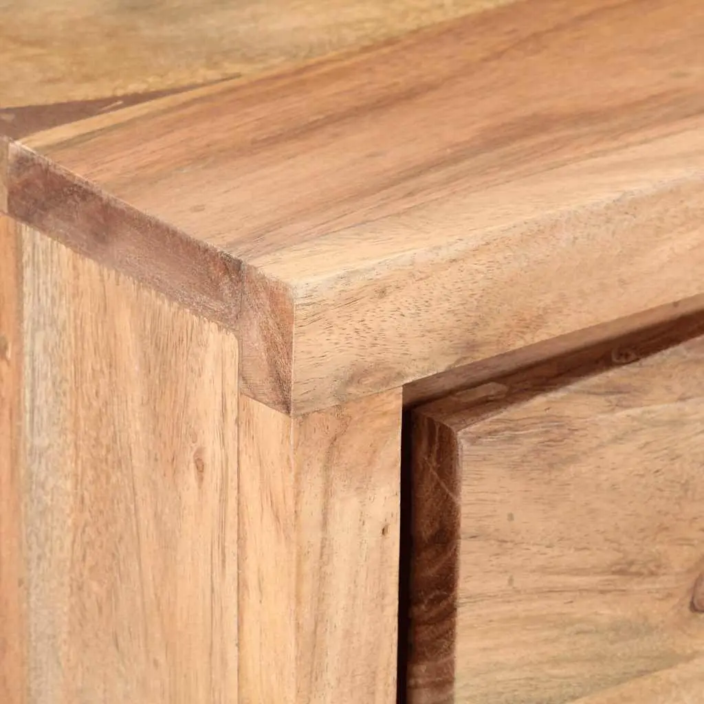 Solid Acacia Wood Console Table with Steel Frame