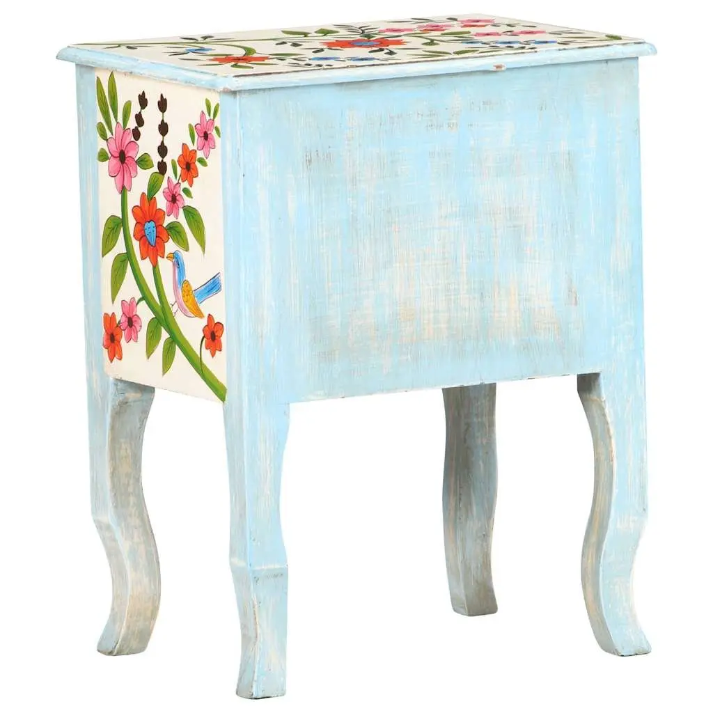 Bedside Cabinet Hand Painted Multicolour Solid Mango Wood Nightstand 40x30x50cm