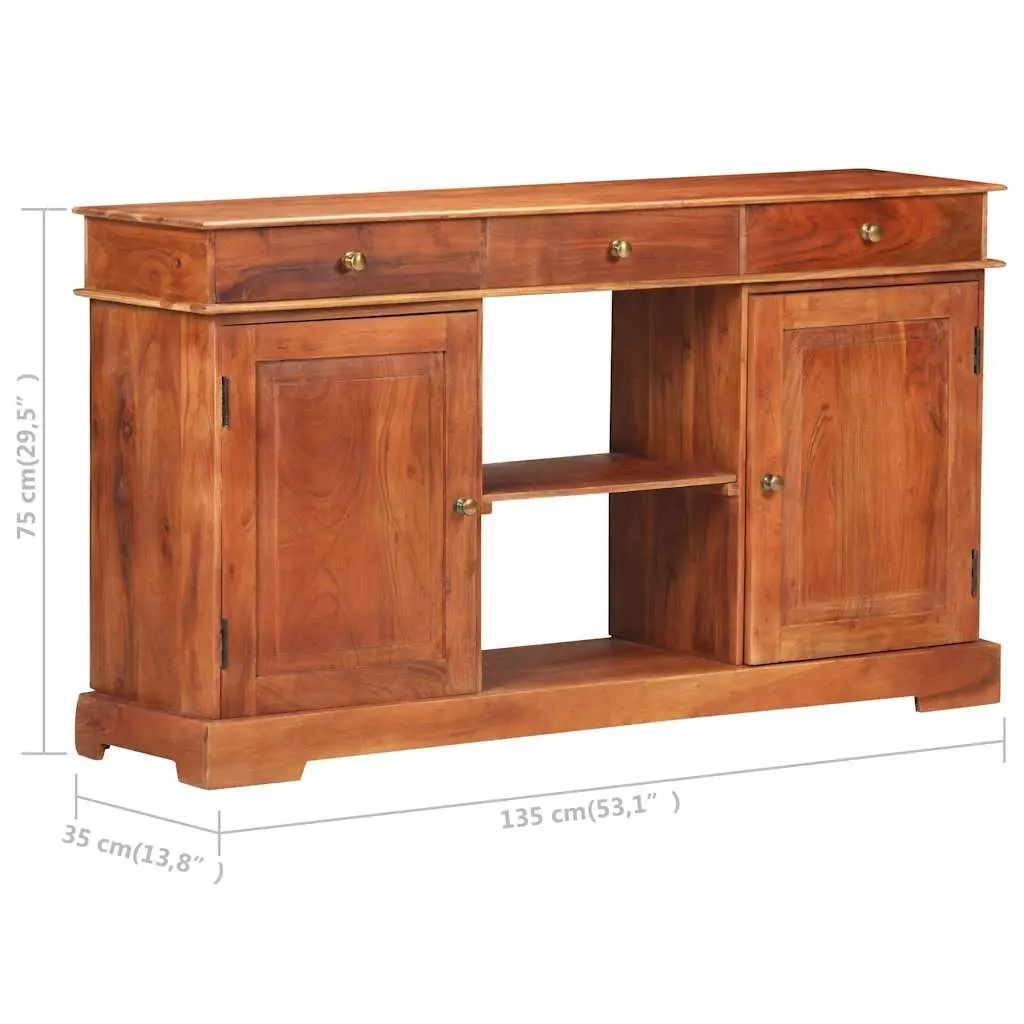 Solid Acacia Wood Sideboard 135x35x75cm