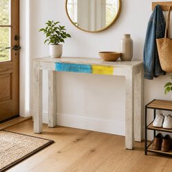 Sturdy White Console Table 115x35x77cm for Accent Decor