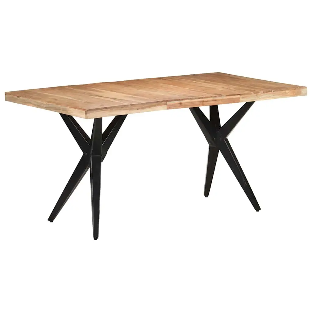 Black Solid Acacia Wood Dining Table 160x80x76 cm