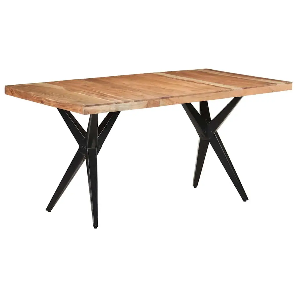Black Solid Acacia Wood Dining Table 160x80x76 cm