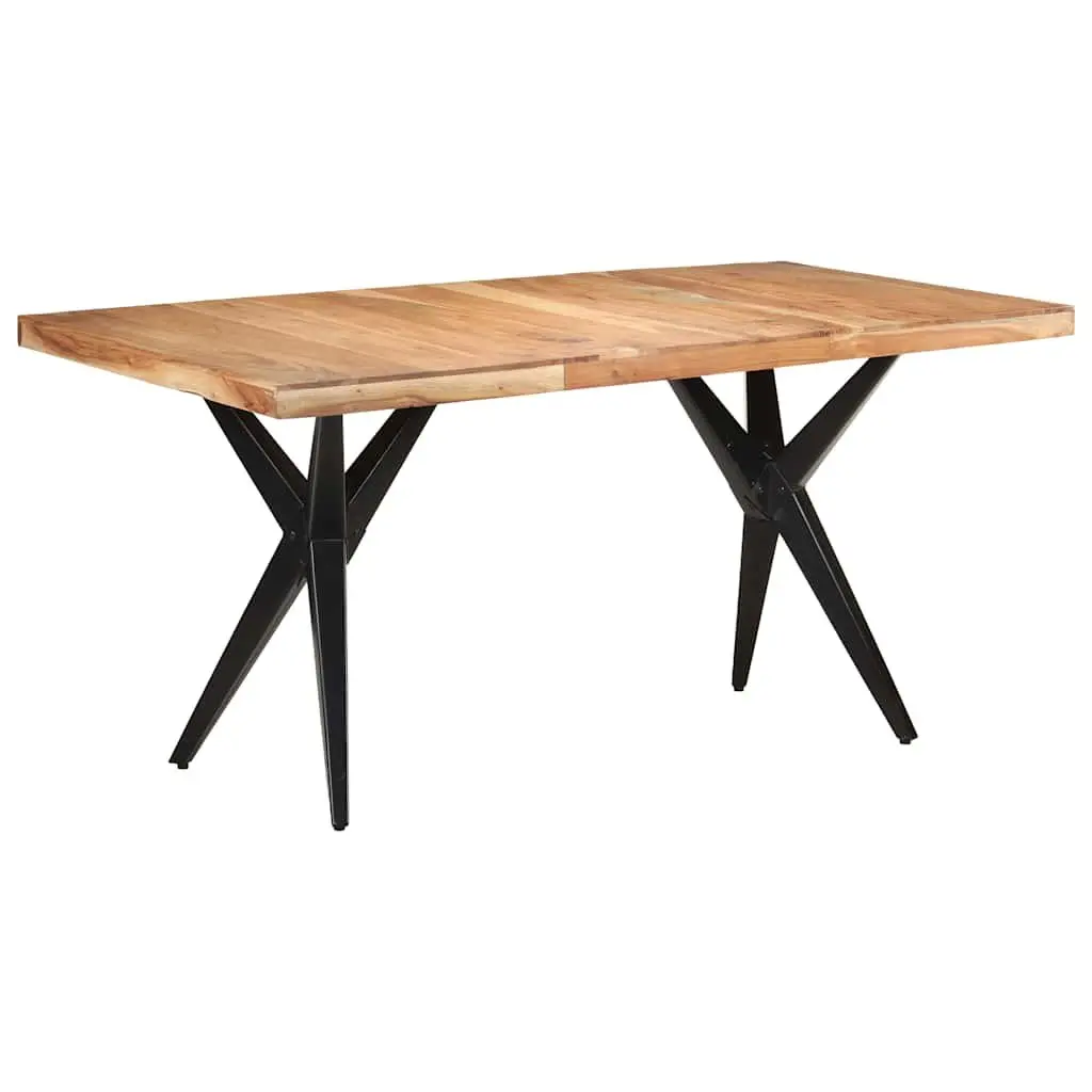 Black Solid Acacia Wood Dining Table 160x80x76 cm