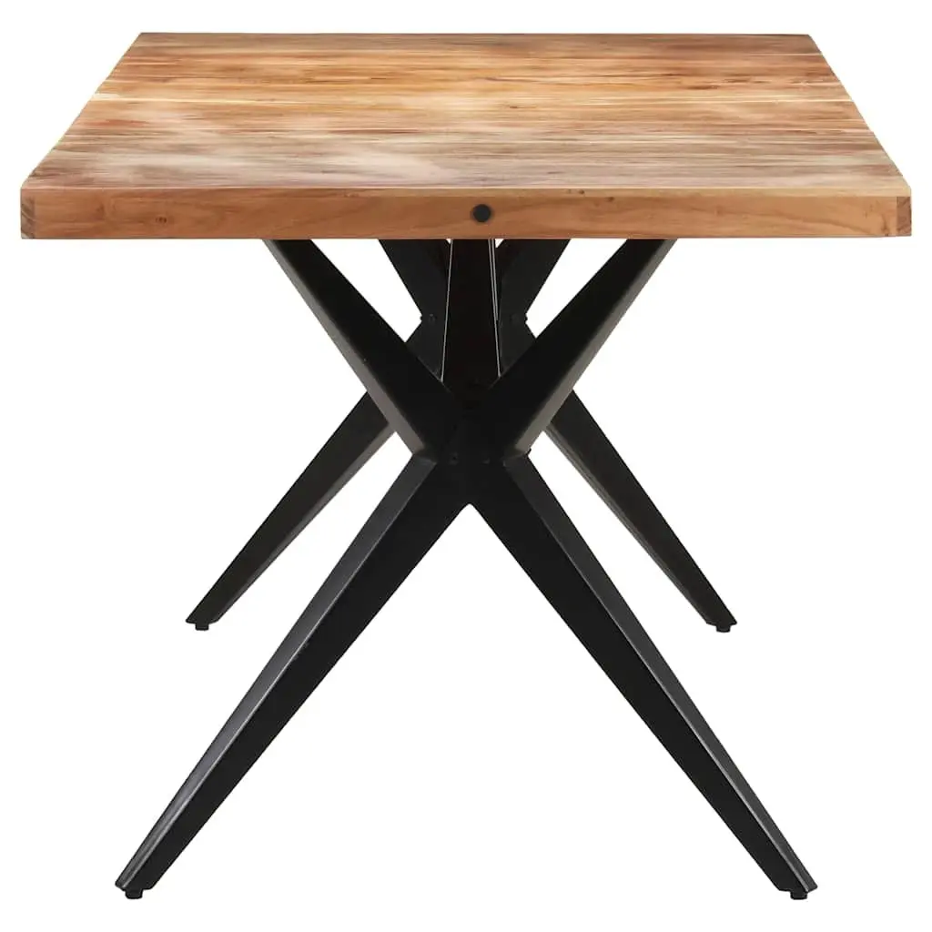 Black Solid Acacia Wood Dining Table 160x80x76 cm