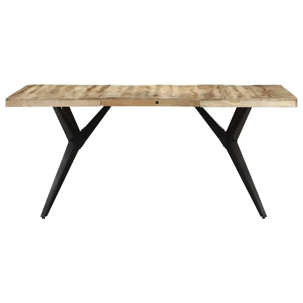 Dining Table Rough Mango Wood 160x80x76 cm Brown Powder Coated Steel Legs Durable Kitchen Room Furniture