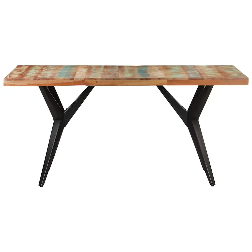 Dining Table 160x80x76 cm Solid Reclaimed Wood Kitchen Furniture Black